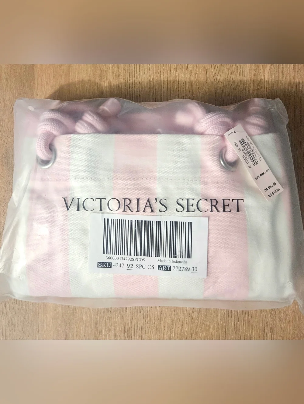 Victoria's Secret Heritage Stripe Rope Handle Tote Bag NEW SEALED MSRP $49.95